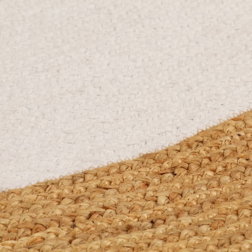 Tapis tressé Blanc et naturel 90 cm Jute et coton Rond Tapis vidaXL   