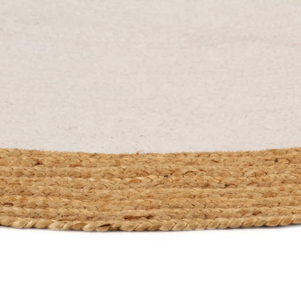 Tapis tressé Blanc et naturel 90 cm Jute et coton Rond Tapis vidaXL   