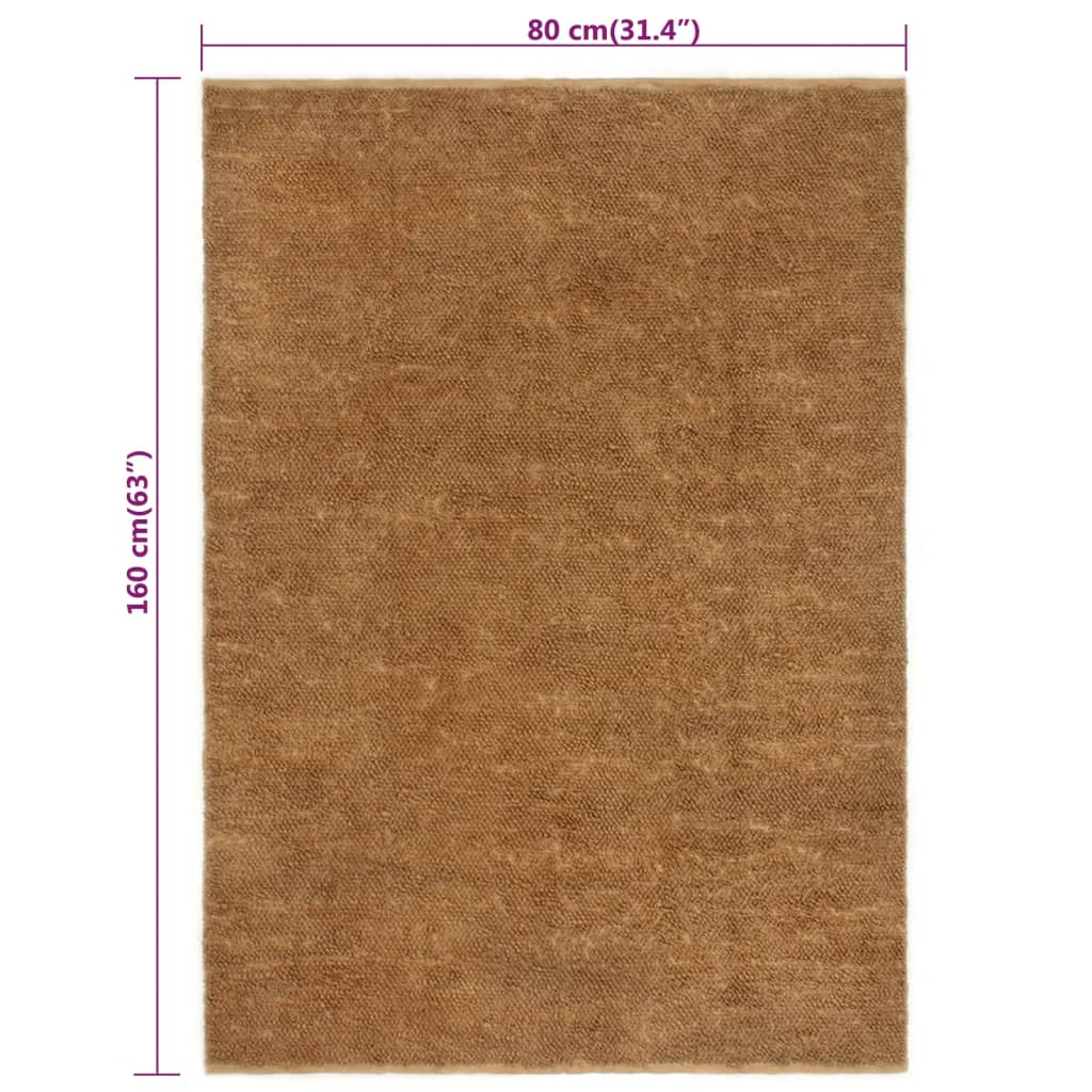 Tapis à poils bouclés fait à la main 80x160 cm Jute et coton Tapis vidaXL   