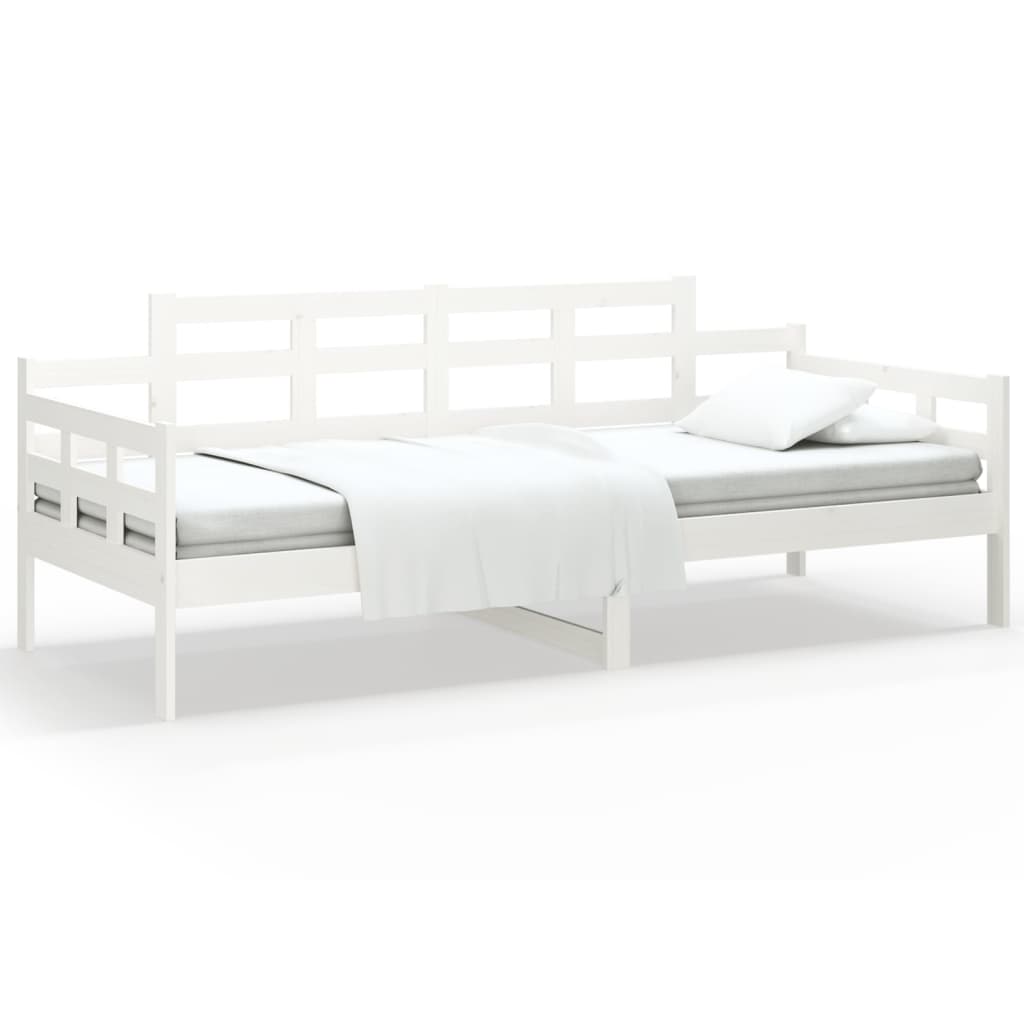 Lit de jour blanc bois de pin massif 90x200 cm Lits & cadres de lit vidaXL   