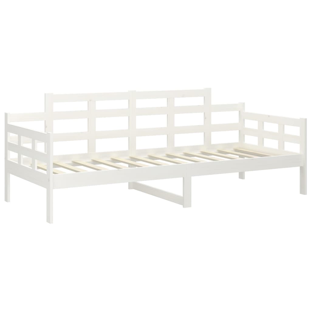 Lit de jour blanc bois de pin massif 90x200 cm Lits & cadres de lit vidaXL   