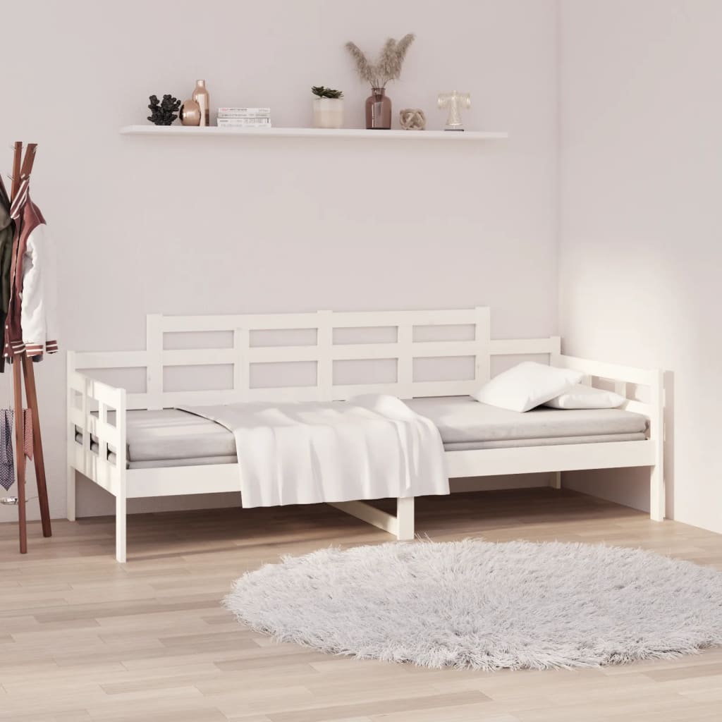 Lit de jour blanc bois de pin massif 90x200 cm Lits & cadres de lit vidaXL   