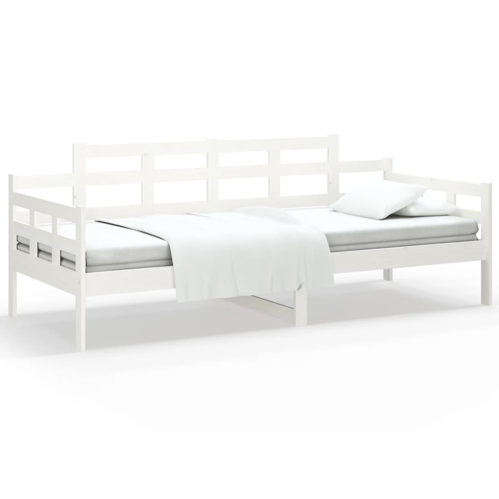 Lit de jour blanc bois de pin massif 80x200 cm Lits & cadres de lit vidaXL   