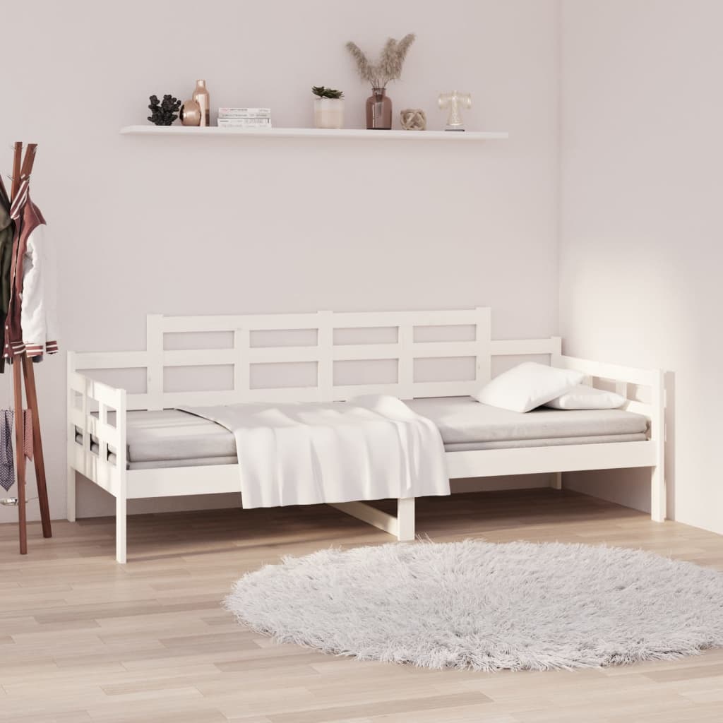 Lit de jour blanc bois de pin massif 80x200 cm Lits & cadres de lit vidaXL   