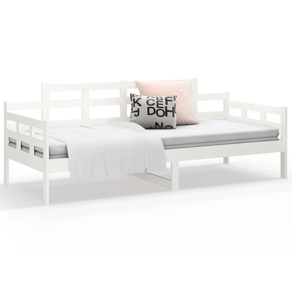 Lit de jour Blanc Bois massif de pin 90x190 cm Lits & cadres de lit vidaXL   