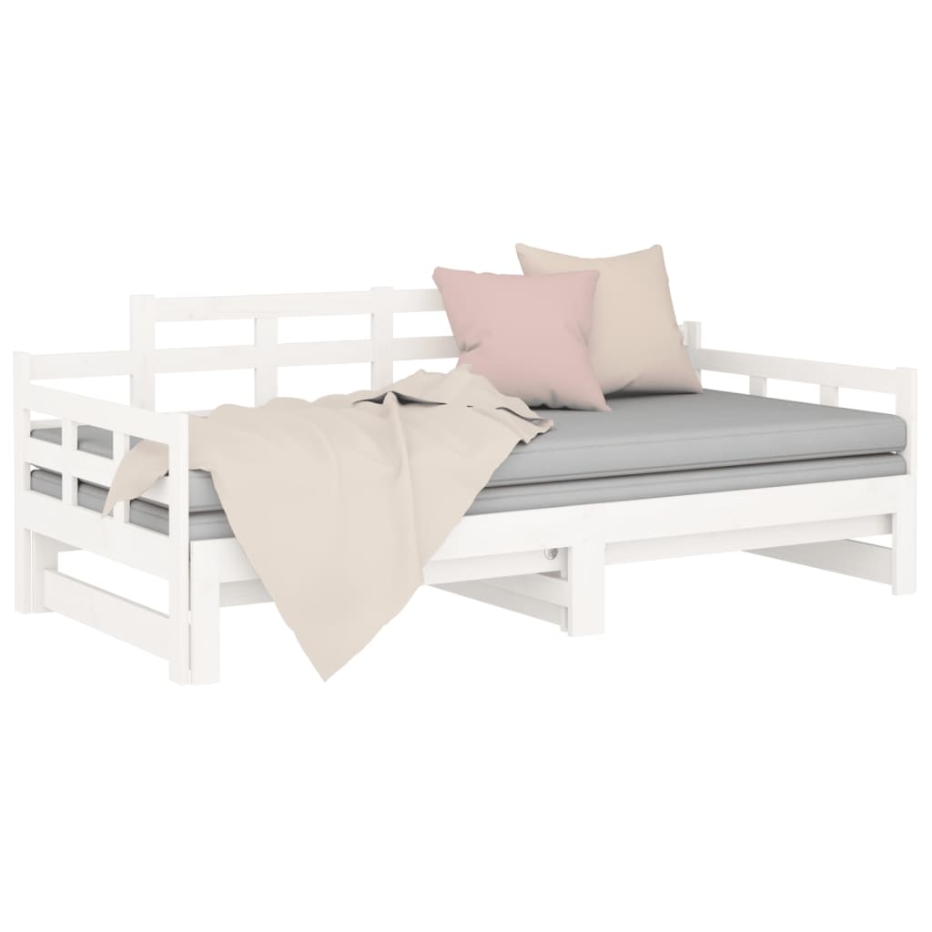 Lit coulissant blanc bois de pin massif 2x(90x200) cm Lits & cadres de lit vidaXL   