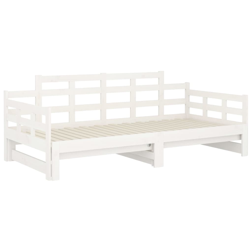 Lit coulissant blanc bois de pin massif 2x(90x200) cm Lits & cadres de lit vidaXL   