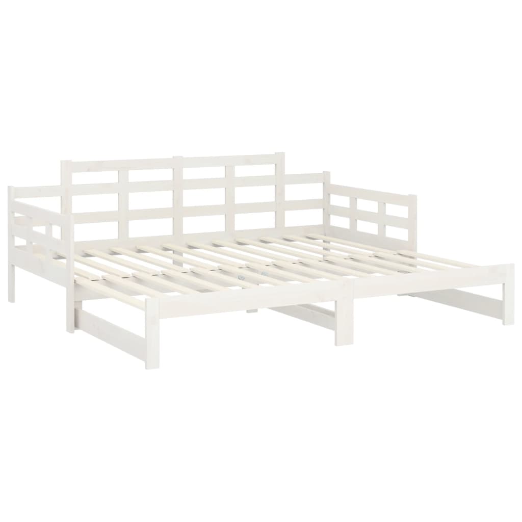 Lit coulissant blanc bois de pin massif 2x(90x200) cm Lits & cadres de lit vidaXL   