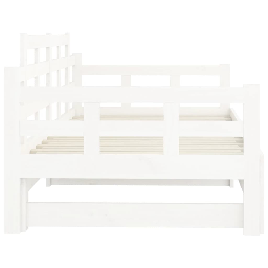 Lit coulissant blanc bois de pin massif 2x(90x200) cm Lits & cadres de lit vidaXL   