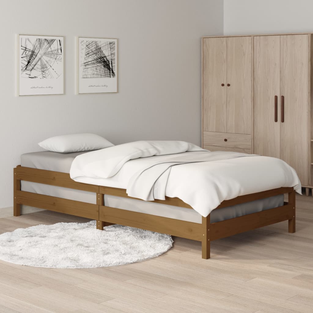 Lit empilable Marron miel 90x190 cm Bois de pin massif Lits & cadres de lit vidaXL   