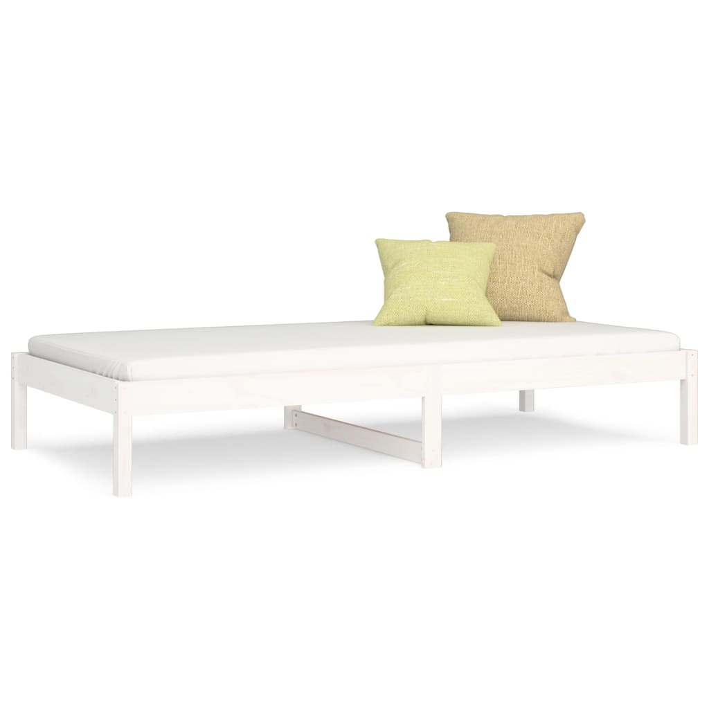 Lit de jour Blanc 90x200 cm Bois de pin massif Lits & cadres de lit vidaXL   