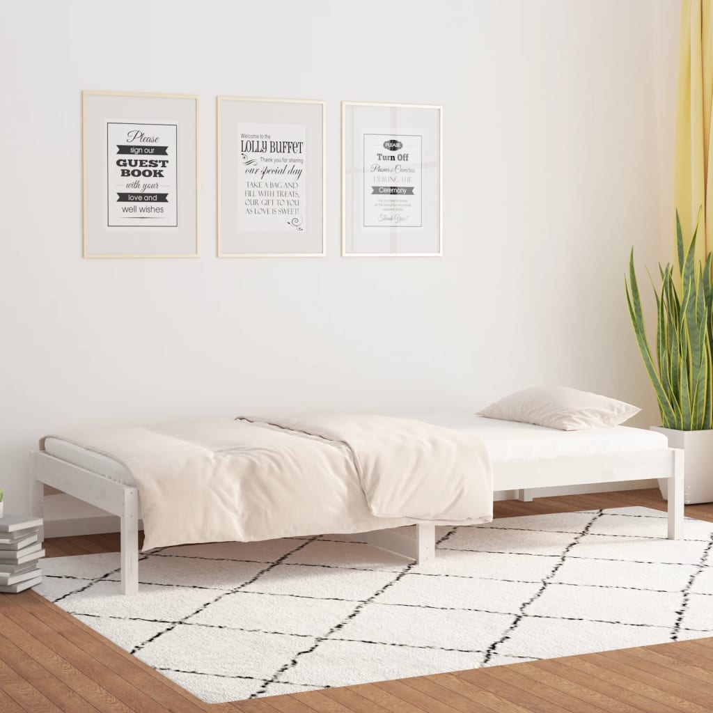 Lit de jour Blanc 90x190 cm Simple Bois de pin massif Lits & cadres de lit vidaXL   