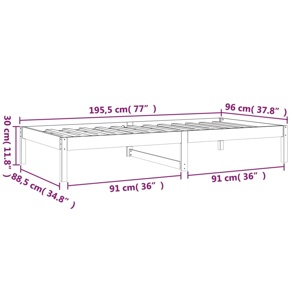 Lit de jour Blanc 90x190 cm Simple Bois de pin massif Lits & cadres de lit vidaXL   