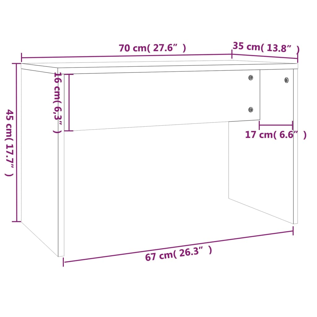 Tabouret de toilette Blanc 70x35x45 cm Bois d'ingénierie Bancs de coiffeuse vidaXL   