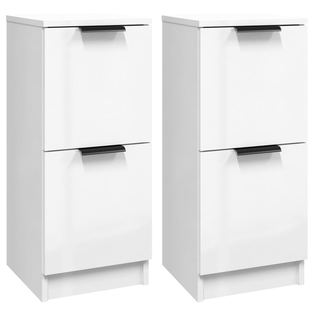 Buffets 2 pcs Blanc brillant 30x30x70 cm Bois d'ingénierie Buffets & bahuts vidaXL