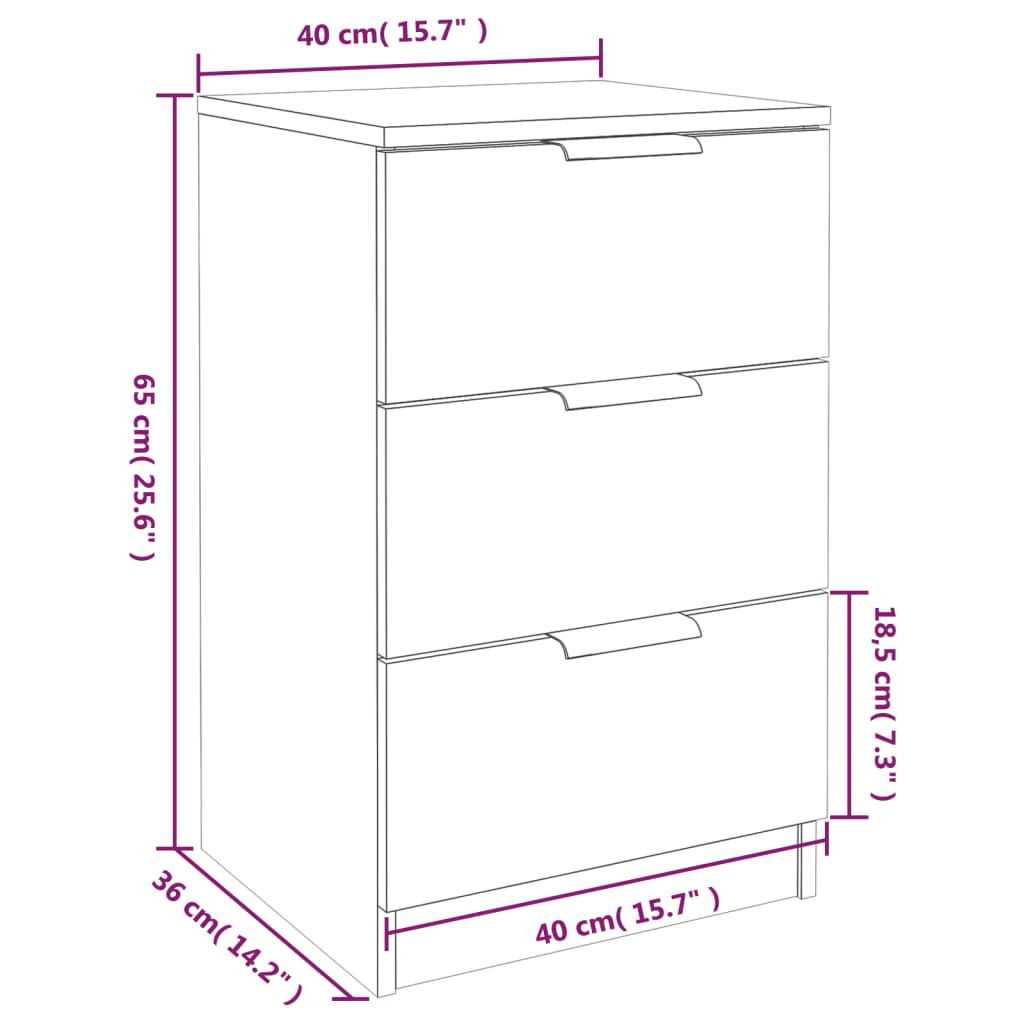 Table de chevet noir 40x36x65 cm Tables de chevet vidaXL   