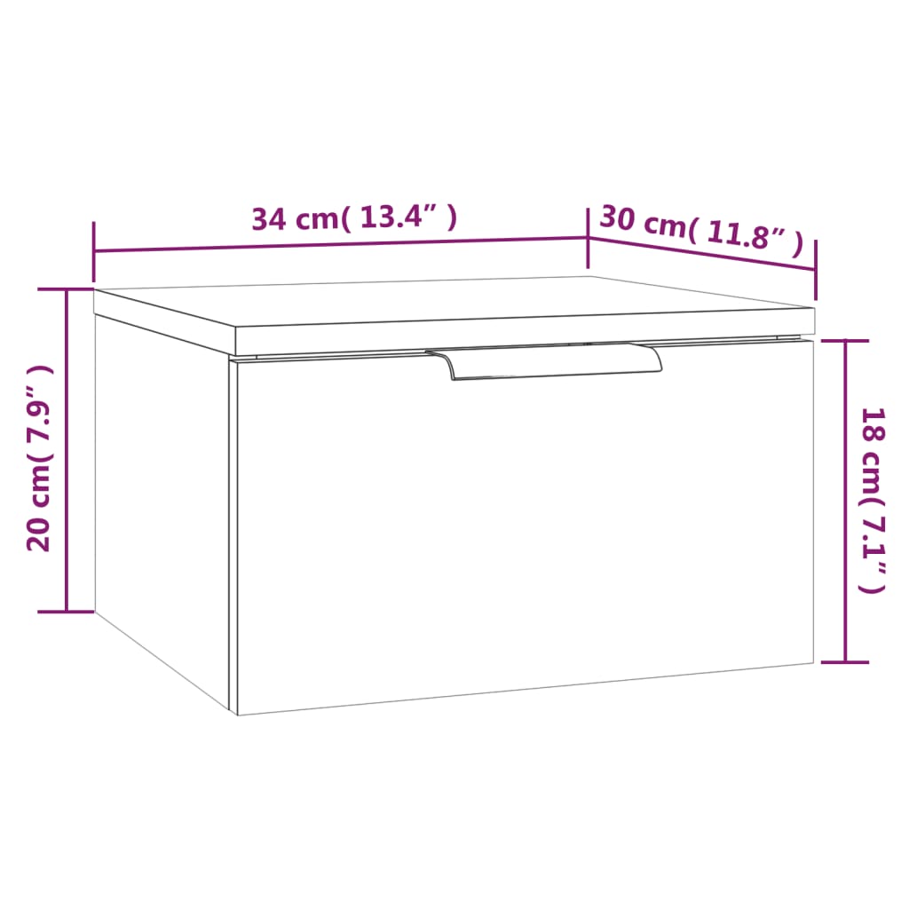 Table de chevet murale Gris béton 34x30x20 cm Tables de chevet vidaXL