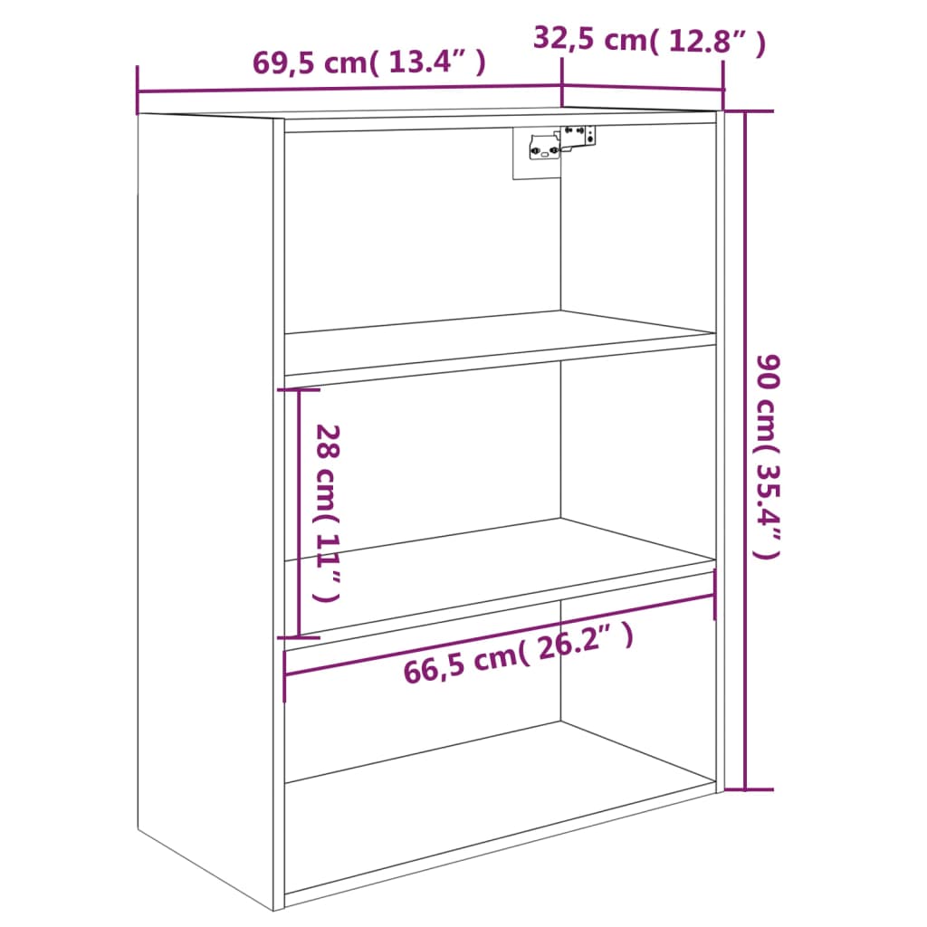 Image Armoire murale suspendue Noir 69,5x32,5x90 cm | Xios Store SNC vidaXL Xios Store SNC