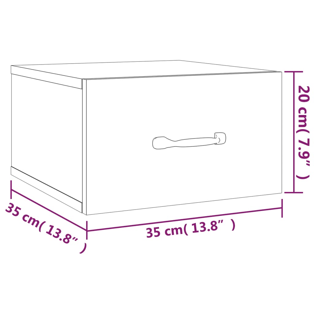 Table de chevet murale Blanc brillant 35x35x20 cm Tables de chevet vidaXL   