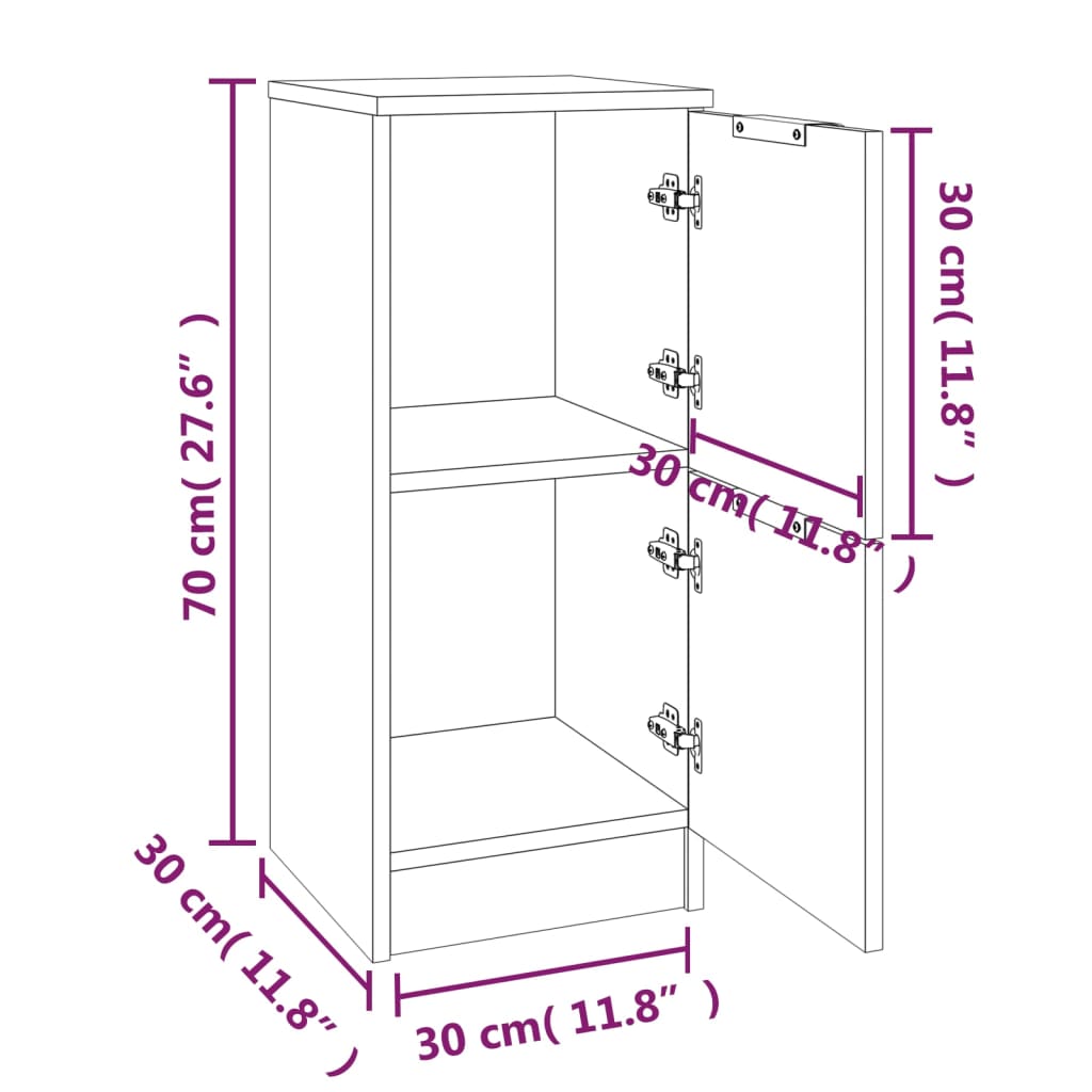 Image Buffet Chêne marron 30x30x70 cm Bois d'ingénierie | Xios Store SNC vidaXL Xios Store SNC