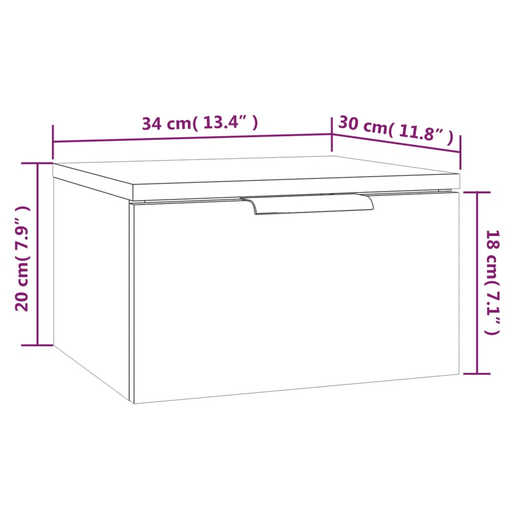 Table de chevet murale Sonoma gris 34x30x20 cm Tables de chevet vidaXL