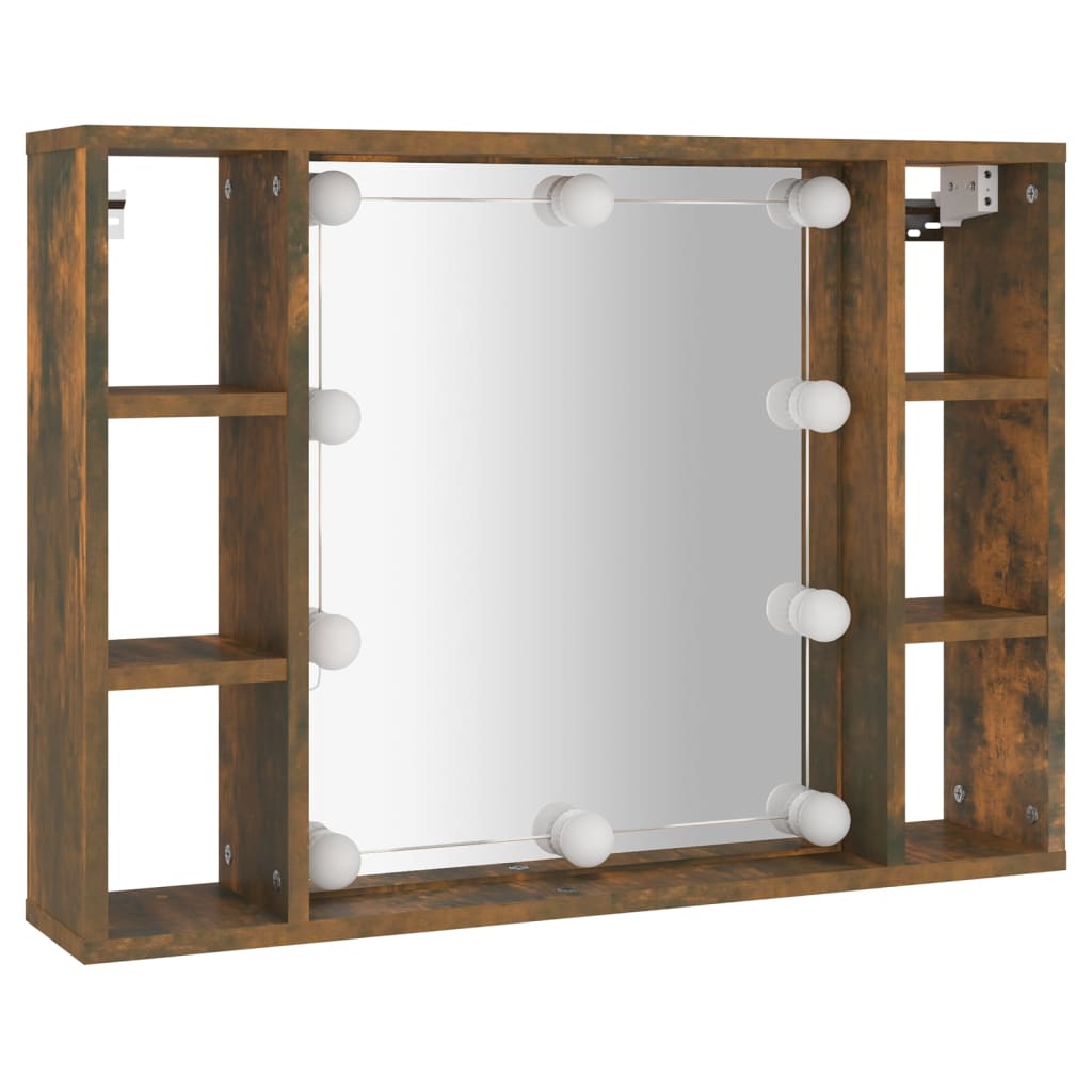 Armoire à miroir avec LED Chêne fumé 76x15x55 cm Armoires & meubles de rangement vidaXL