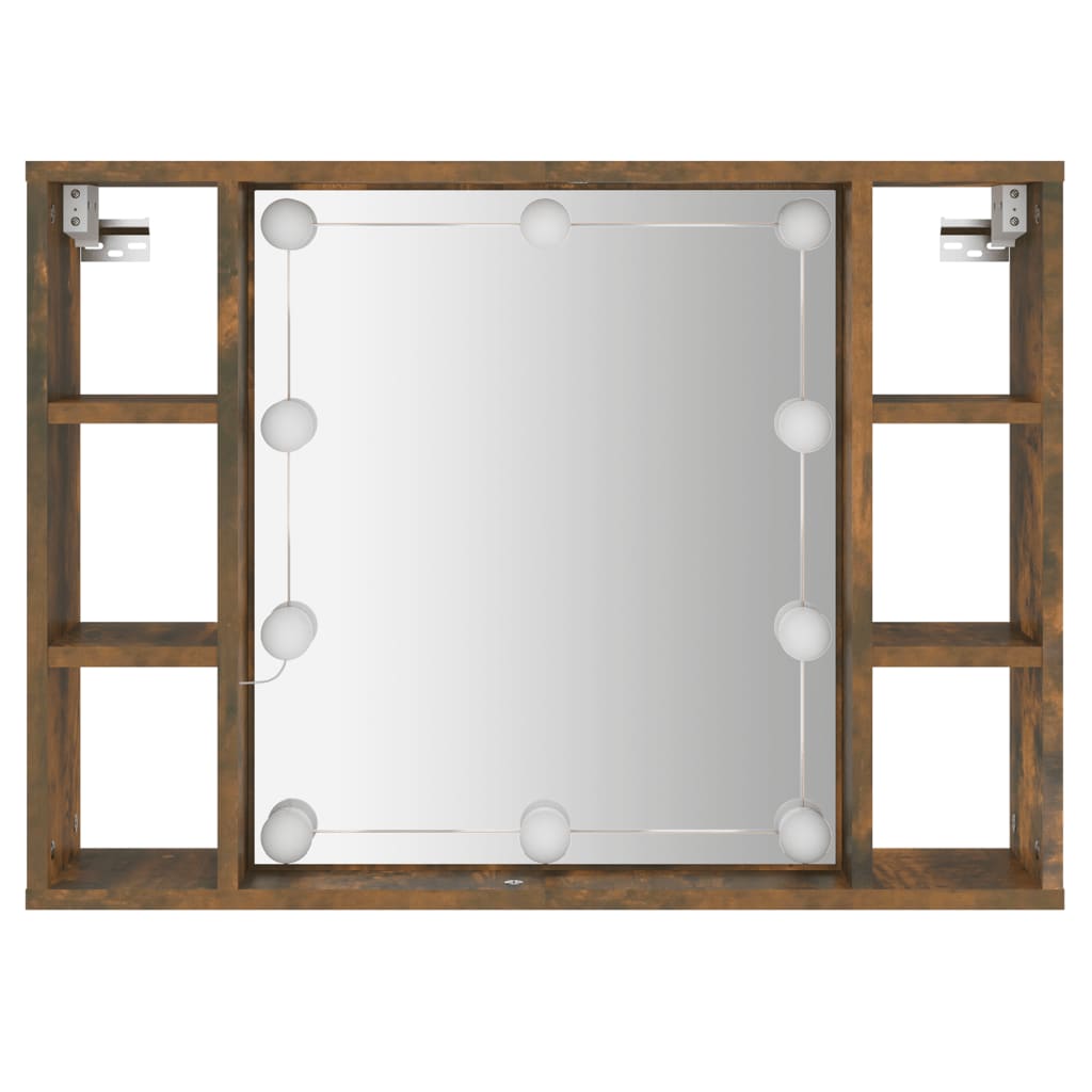 Armoire à miroir avec LED Chêne fumé 76x15x55 cm Armoires & meubles de rangement vidaXL