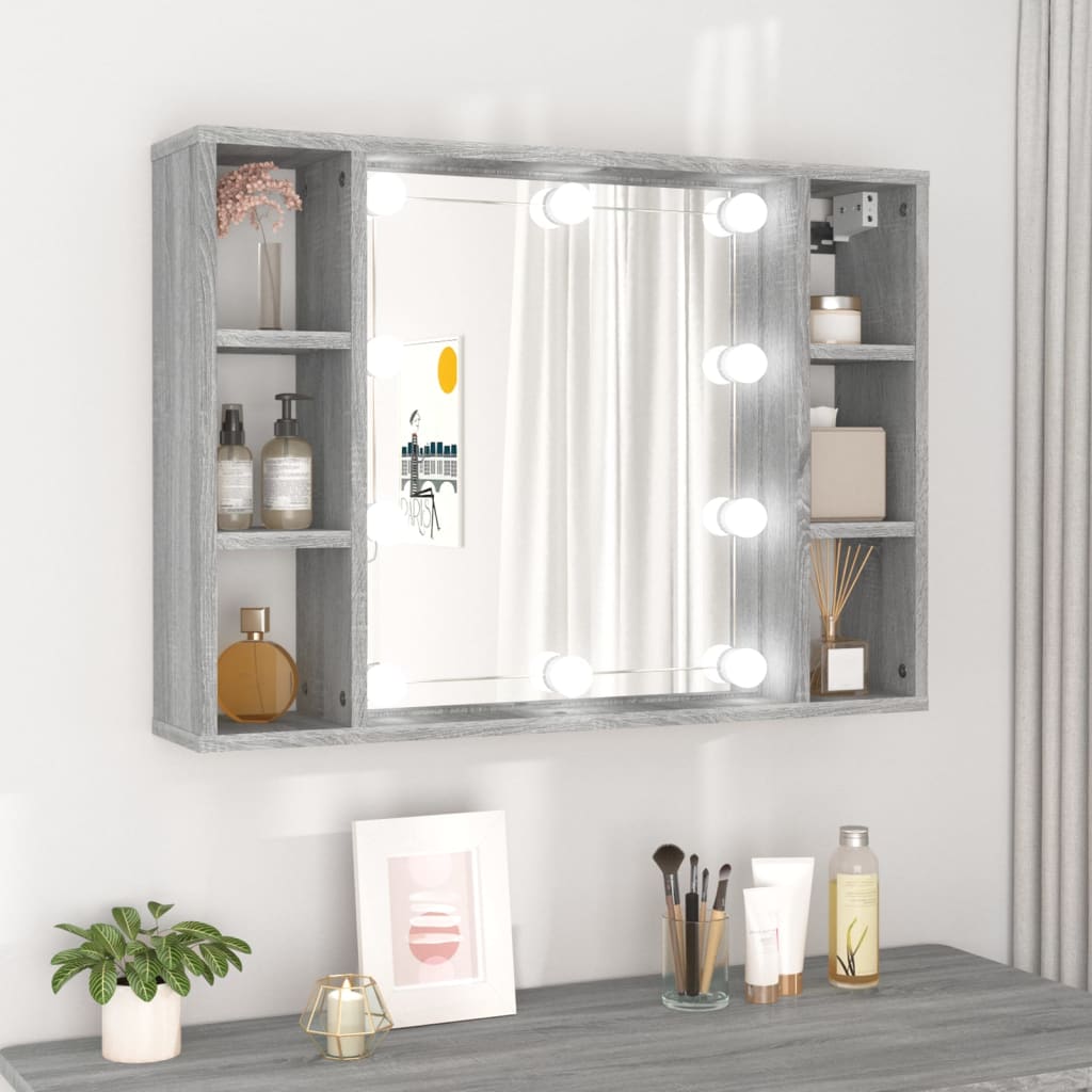 Armoire à miroir avec LED Sonoma gris 76x15x55 cm Armoires & meubles de rangement vidaXL