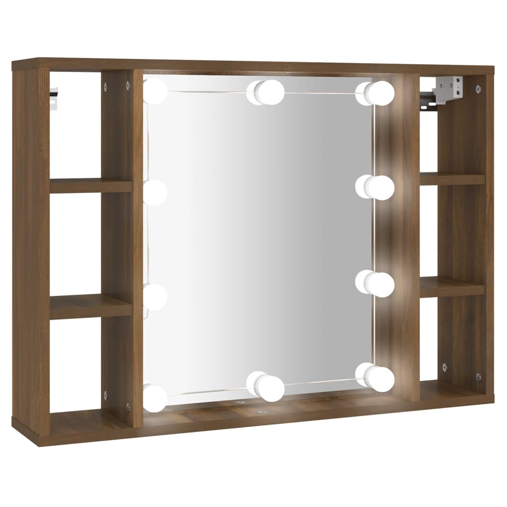 Armoire à miroir avec LED Chêne marron 76x15x55 cm Armoires & meubles de rangement vidaXL