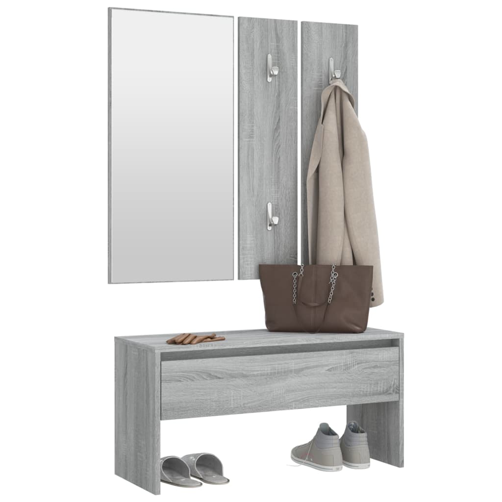 Ensemble de meubles de couloir Sonoma gris Bois d'ingénierie Bancs coffres vidaXL   