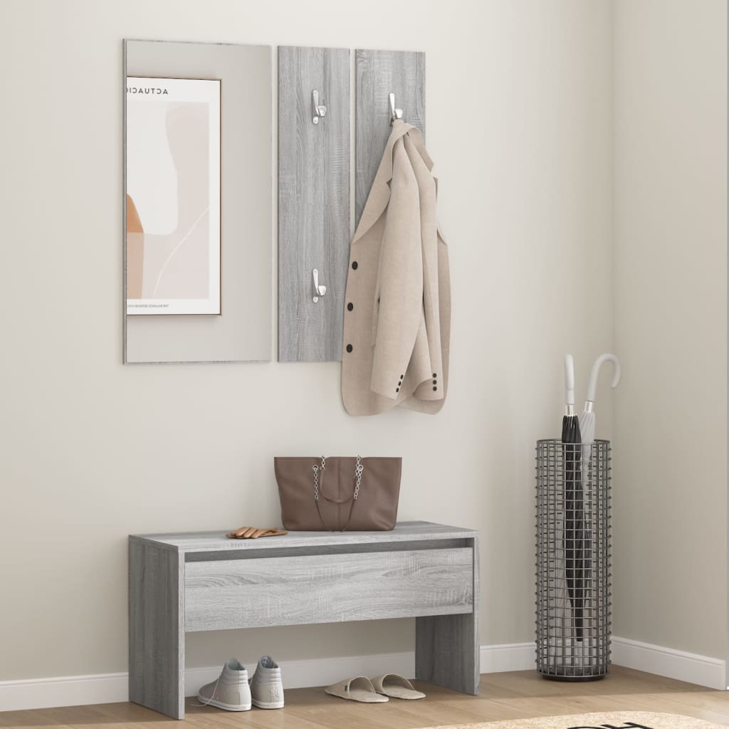 Ensemble de meubles de couloir Sonoma gris Bois d'ingénierie Bancs coffres vidaXL   