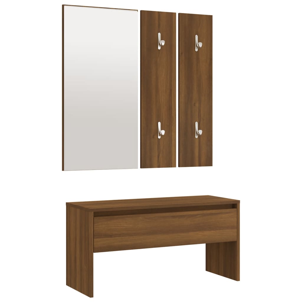 Ensemble de meubles de couloir Chêne marron Bois d'ingénierie Bancs coffres vidaXL   