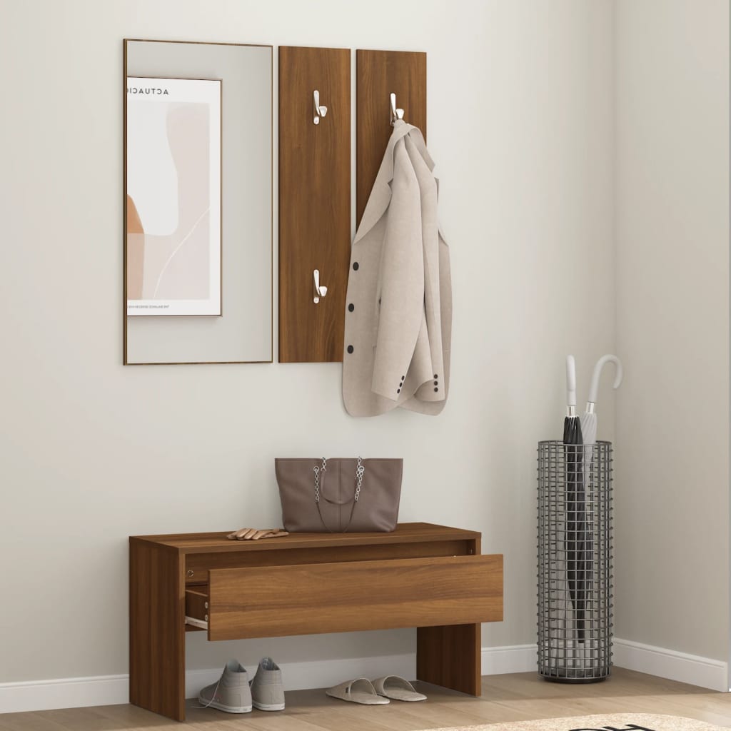 Ensemble de meubles de couloir Chêne marron Bois d'ingénierie Bancs coffres vidaXL   