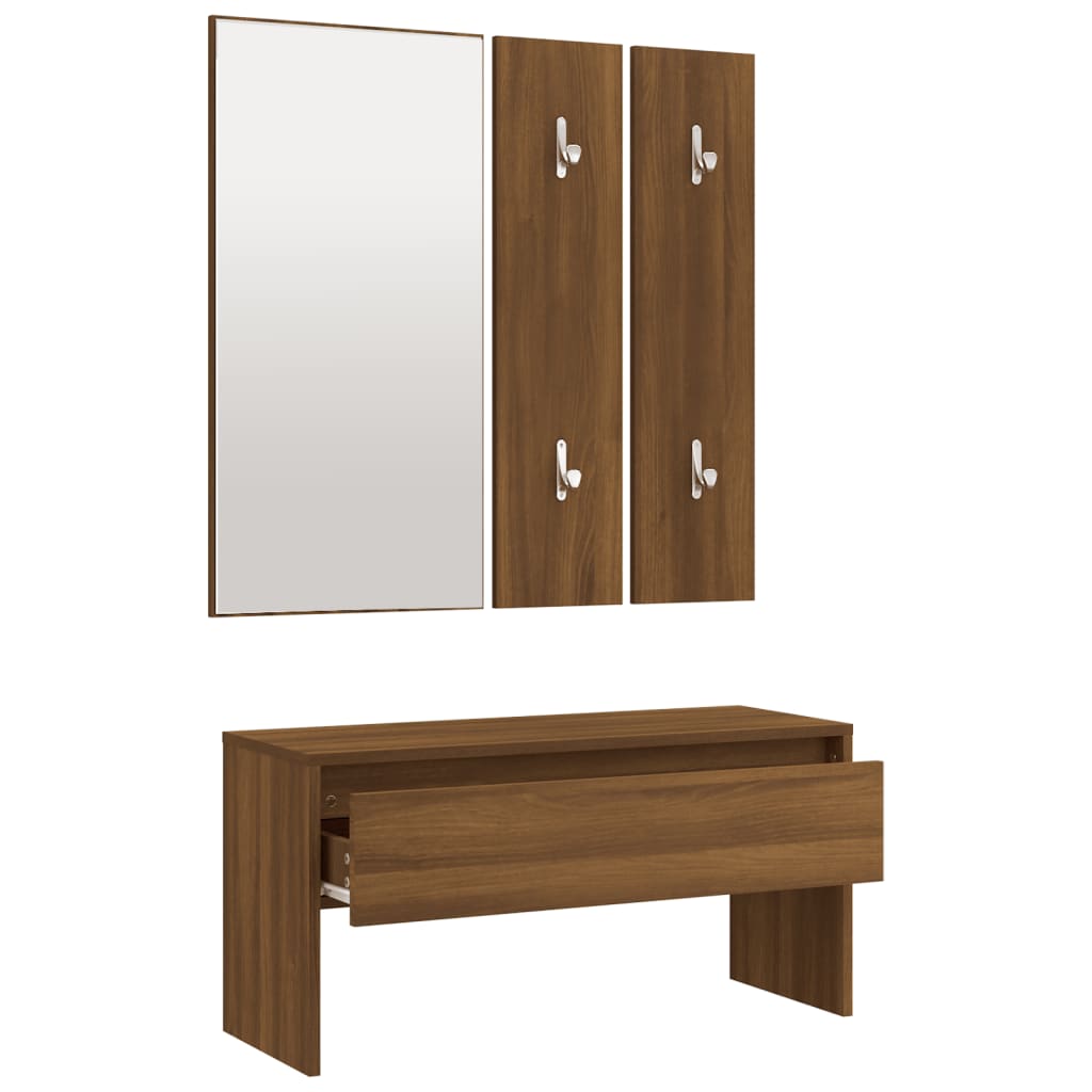 Ensemble de meubles de couloir Chêne marron Bois d'ingénierie Bancs coffres vidaXL   