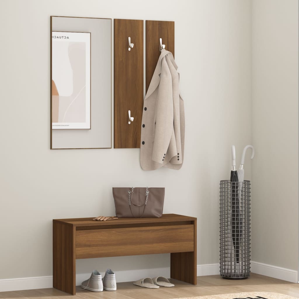 Ensemble de meubles de couloir Chêne marron Bois d'ingénierie Bancs coffres vidaXL   