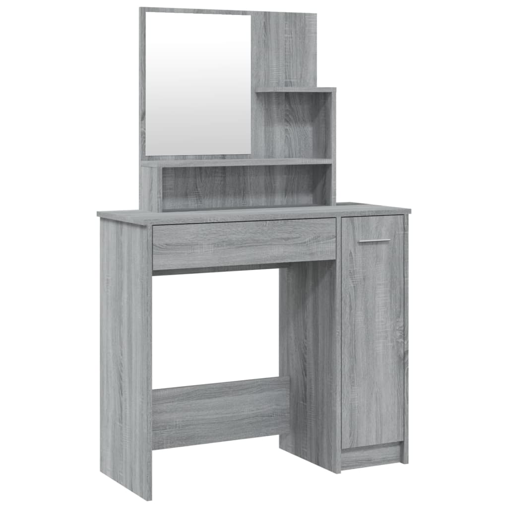 Coiffeuse avec miroir Sonoma gris 86,5x35x136 cm Coiffeuses vidaXL