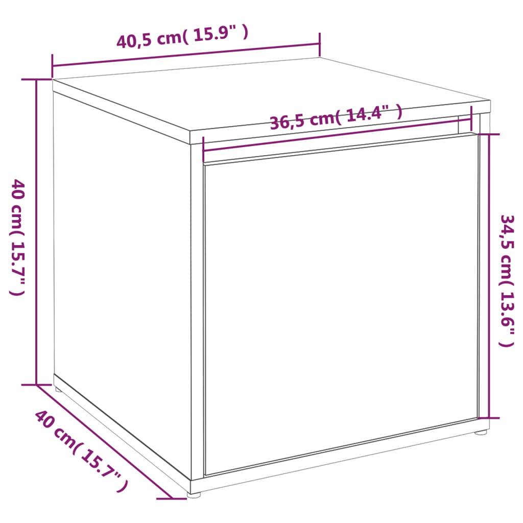 Tiroir boîte Chêne fumé 40,5x40x40 cm Bois d'ingénierie Commodes vidaXL