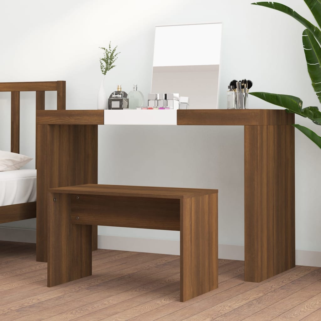 Tabouret de toilette Chêne marron 70x35x45 cm Bois d'ingénierie Bancs de coiffeuse vidaXL   