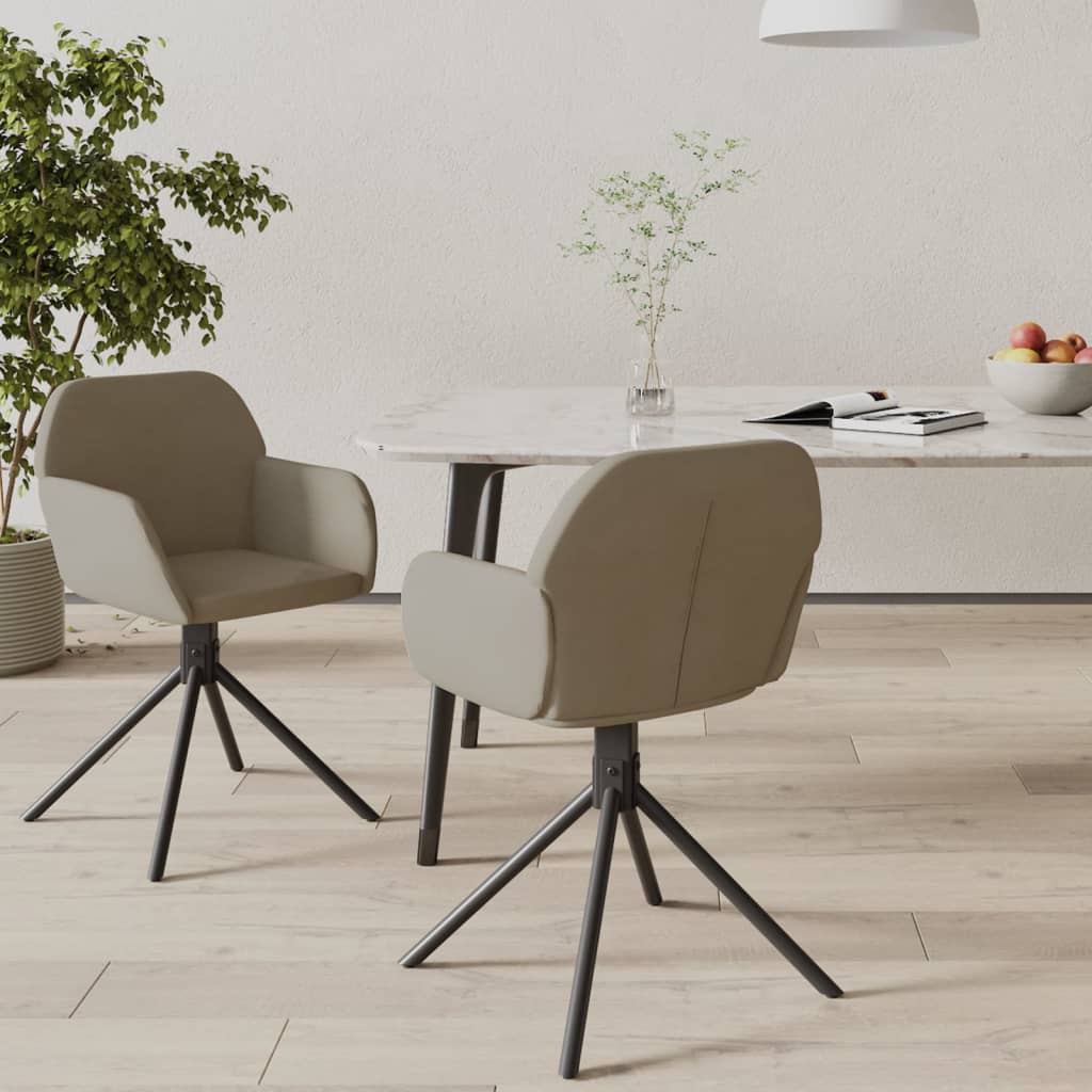 Chaises pivotantes à manger lot de 2 Gris clair Velours Chaises de cuisine vidaXL   