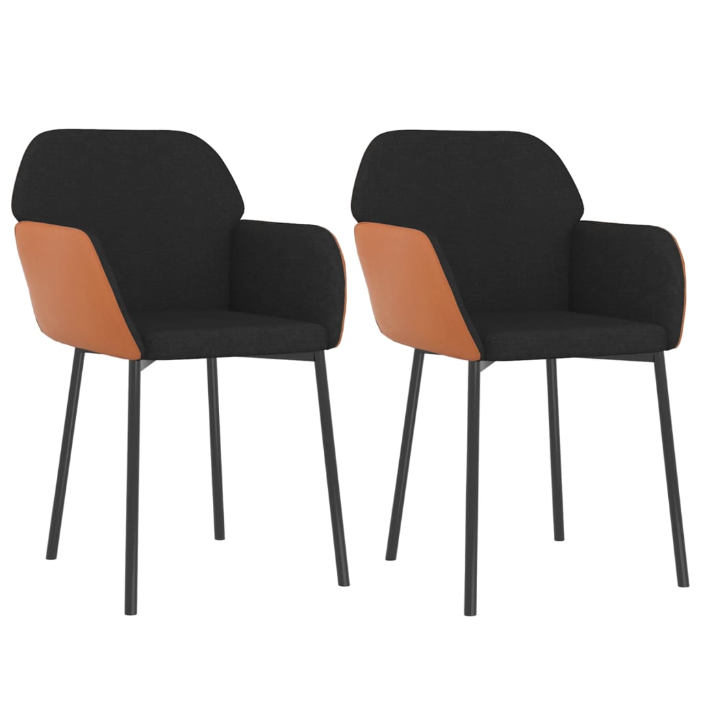 Chaises à manger lot de 2 noir tissu et similicuir Chaises de cuisine vidaXL   