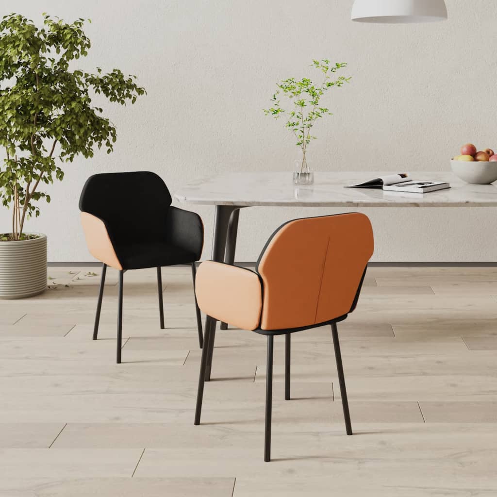 Chaises à manger lot de 2 noir tissu et similicuir Chaises de cuisine vidaXL   