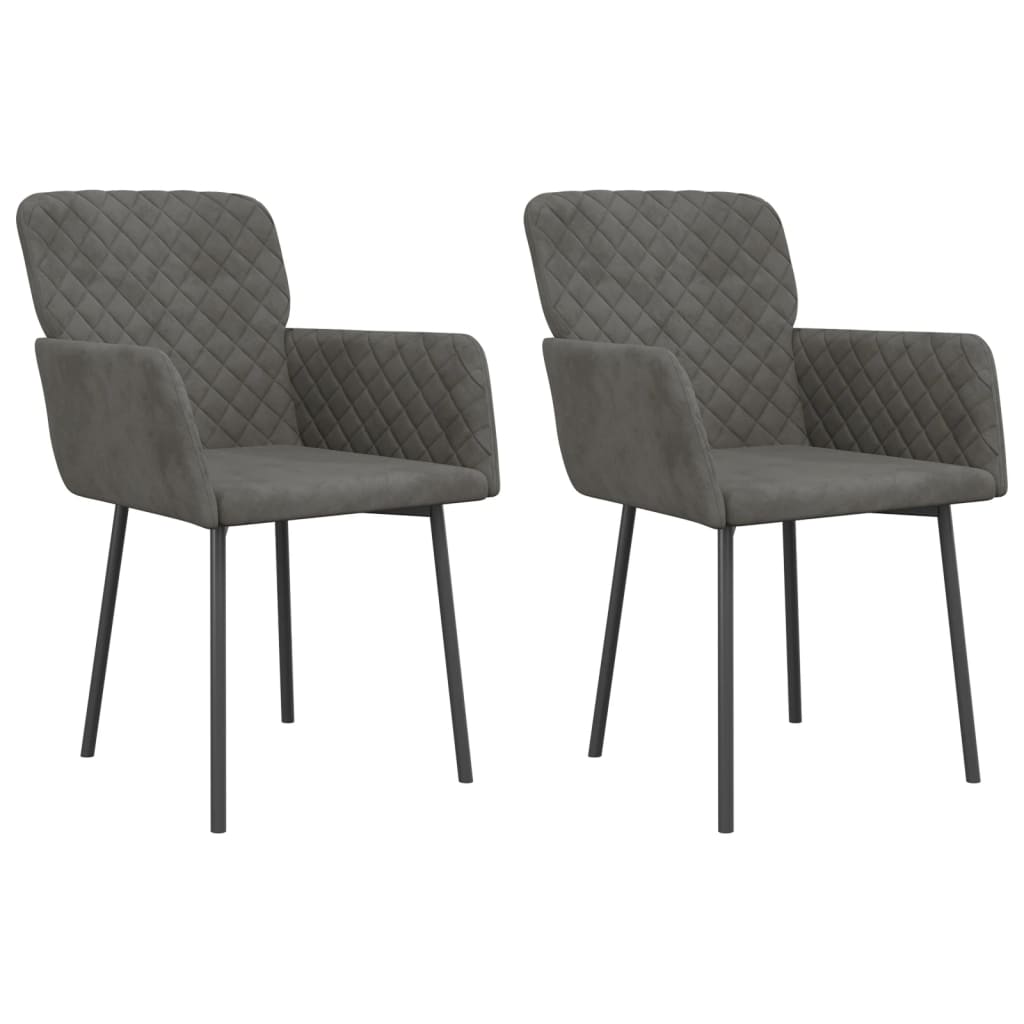 Chaises à manger lot de 2 Gris foncé Velours Chaises de cuisine vidaXL   