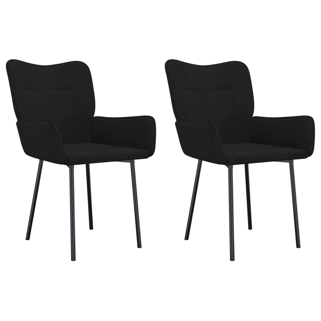 Chaises à manger lot de 2 Noir Velours Chaises de cuisine vidaXL   