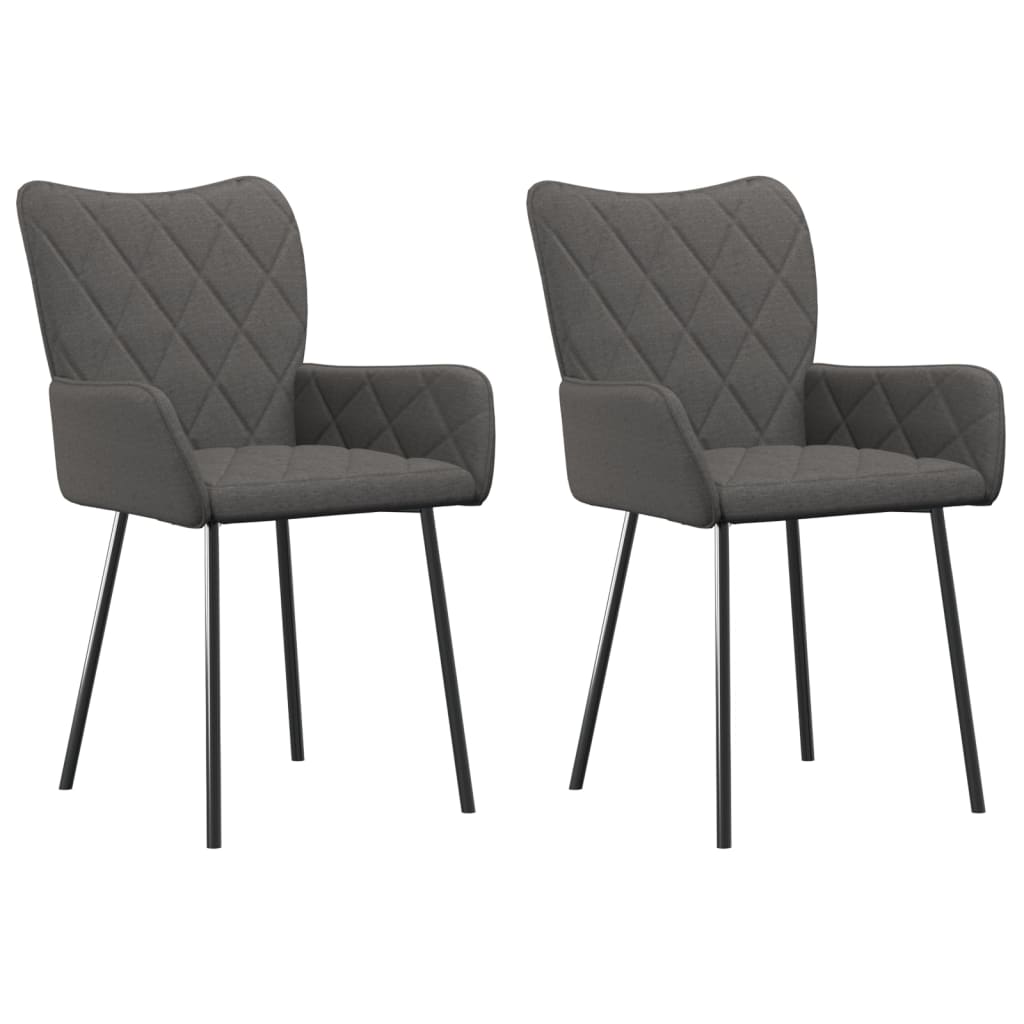 Chaises à manger lot de 2 gris foncé tissu Chaises de cuisine vidaXL   