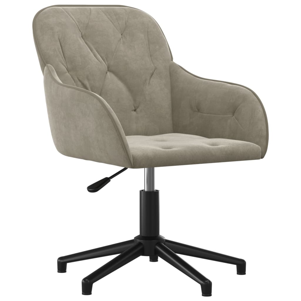 Chaise pivotante de bureau Gris clair Velours Chaises de bureau vidaXL   