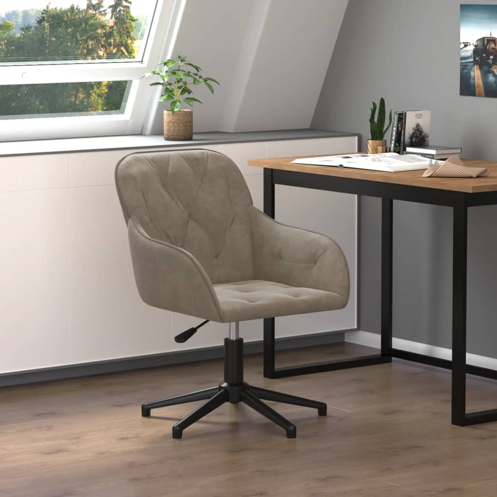 Chaise pivotante de bureau Gris clair Velours Chaises de bureau vidaXL   