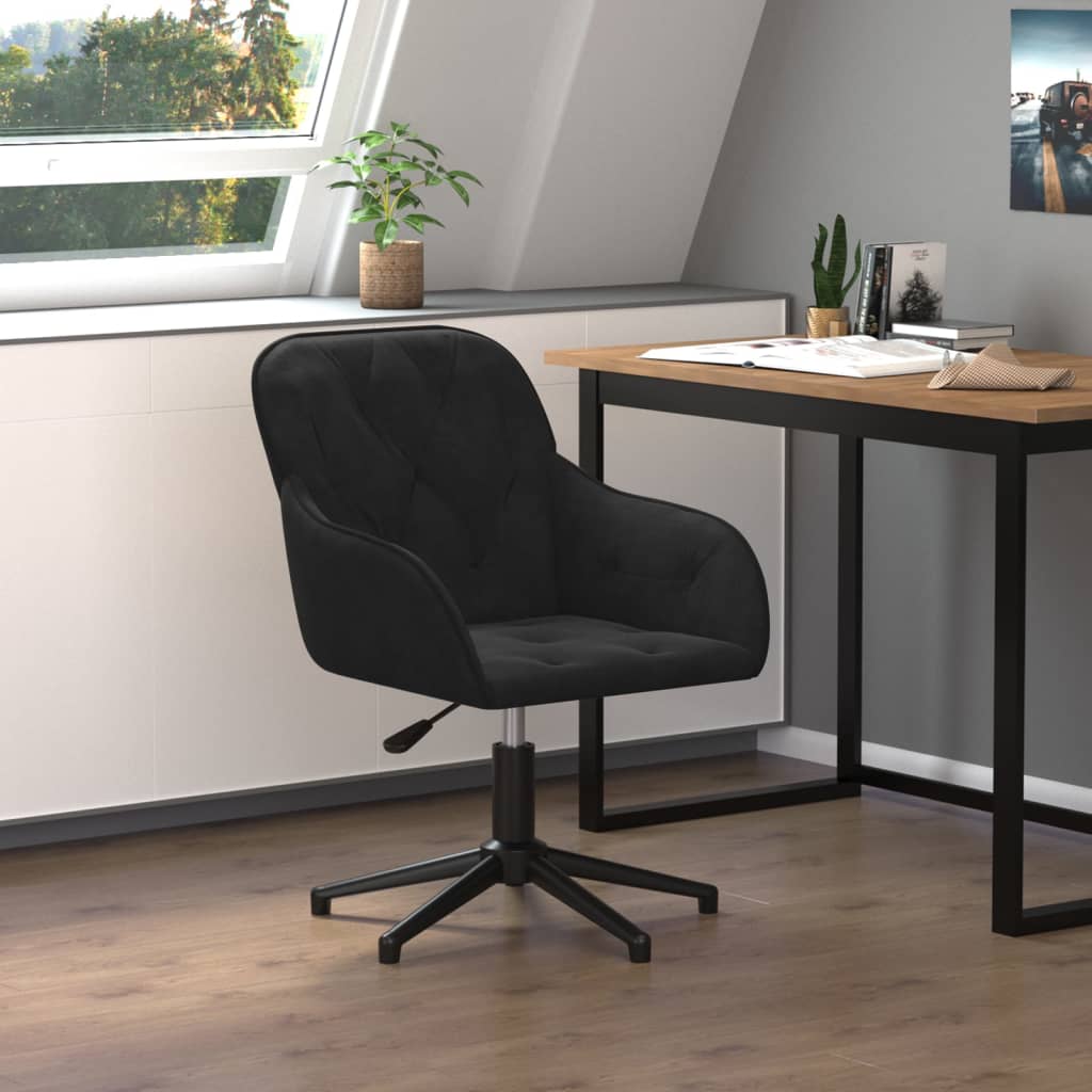 Chaise pivotante de bureau Noir Velours Chaises de bureau vidaXL   