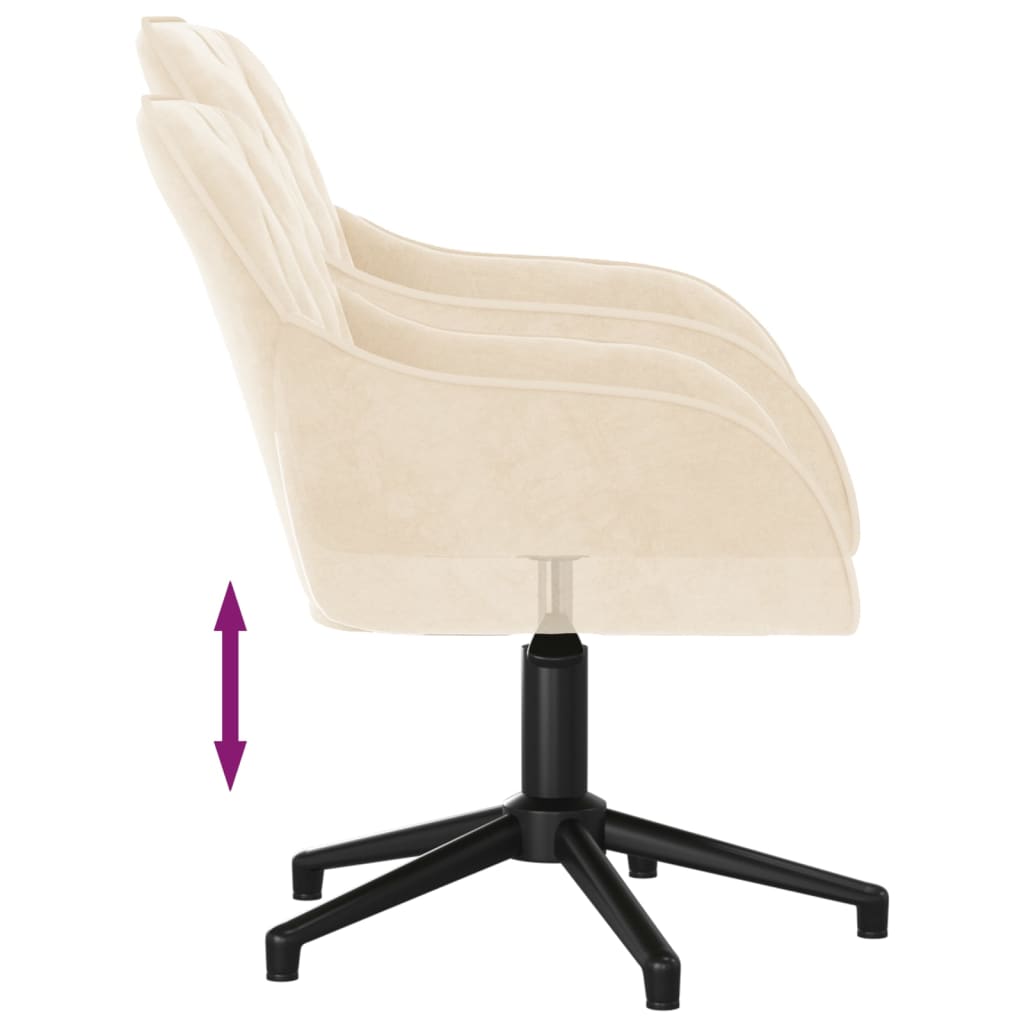 Chaise pivotante de bureau Crème Velours Chaises de bureau vidaXL   