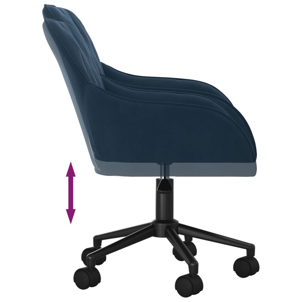 Chaise pivotante de bureau Bleu Velours Chaises de bureau vidaXL   