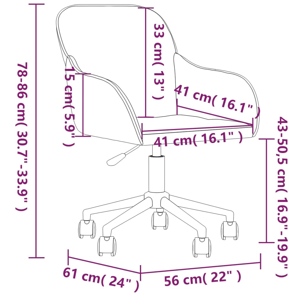 Chaise pivotante de bureau Bleu Velours Chaises de bureau vidaXL   